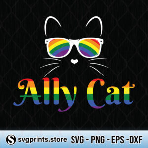 Ally Cat Sunglasses lgbt Gay Pride svg