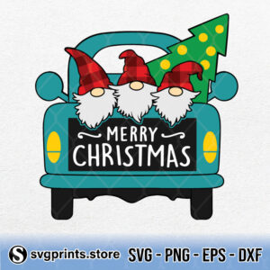 Christmas Truck With Gnomes svg