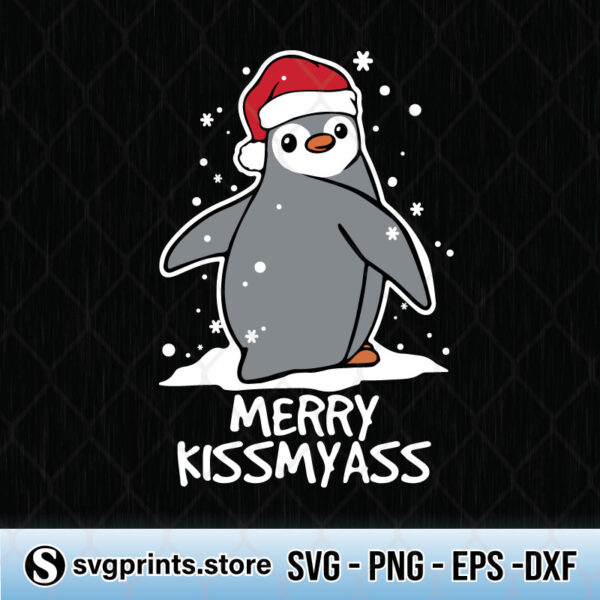 penguin merry kiss my ass svg png dxf eps
