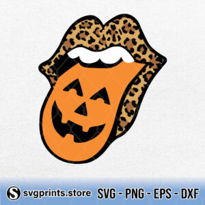 Pumpkin Tongue With Leopard Lips Halloween svg png dxf eps