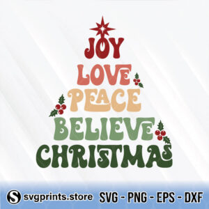 joy love peace believe christmas svg png dxf eps