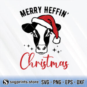 merry heffin' christmas cow svg png dxf eps