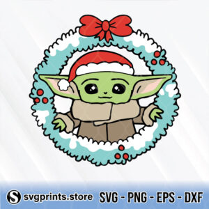 baby yoda christmas wreath svg png dxf eps